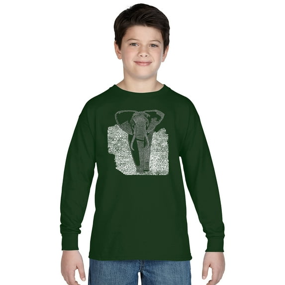 LA Pop Art Boy's Word Art Long Sleeve - ELEPHANT