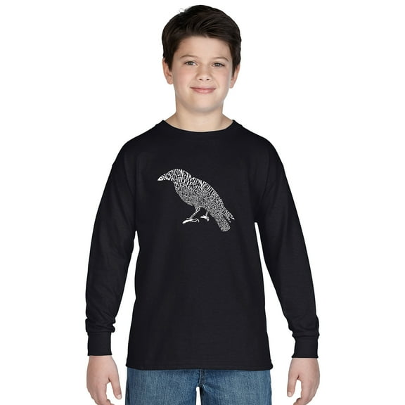 LA Pop Art Boy's Word Art Long Sleeve - Edgar Allen Poe's The Raven