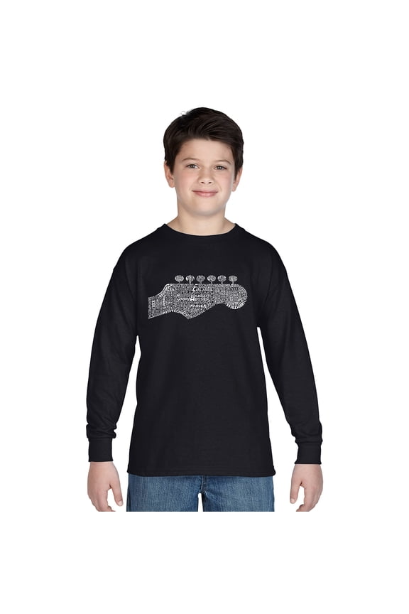 Boy's Word Art Long Sleeve - Guitar Head