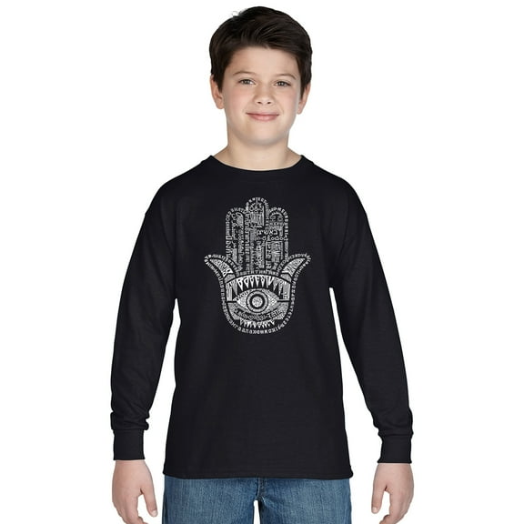 LA Pop Art Boy's Word Art Long Sleeve - Hamsa