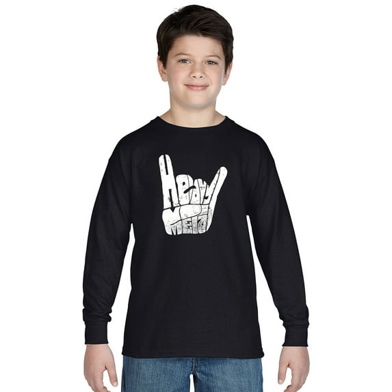 LA Pop Art Boy's Word Art Long Sleeve - Heavy Metal