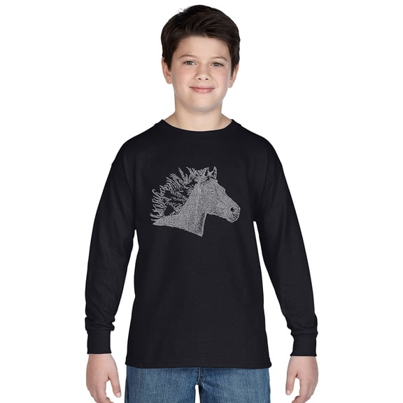 LA Pop Art Boy's Word Art Long Sleeve - Horse Mane