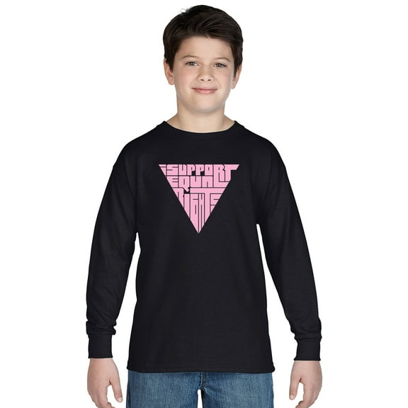LA Pop Art Boy's Word Art Long Sleeve - I SUPPORT EQUAL RIGHTS