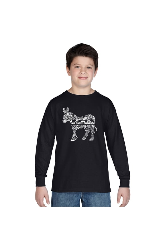 Boy's Word Art Long Sleeve - I Vote Democrat