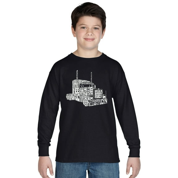 LA Pop Art Boy's Word Art Long Sleeve - KEEP ON TRUCKIN'