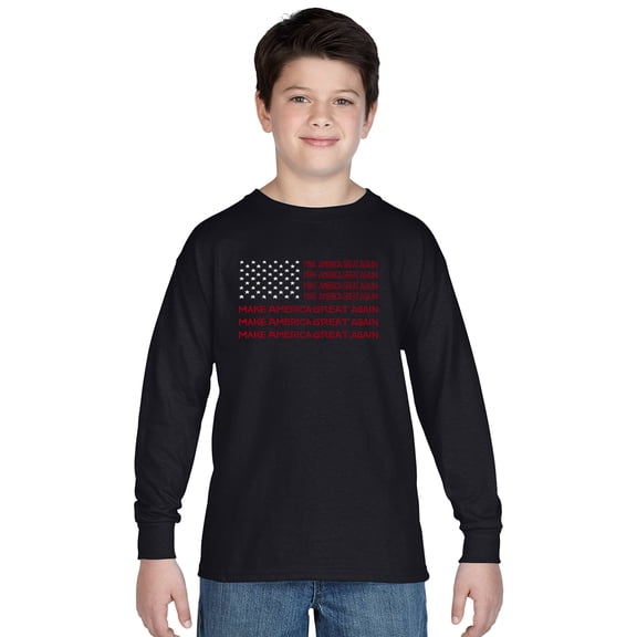 LA Pop Art Boy's Word Art Long Sleeve - Maga Flag