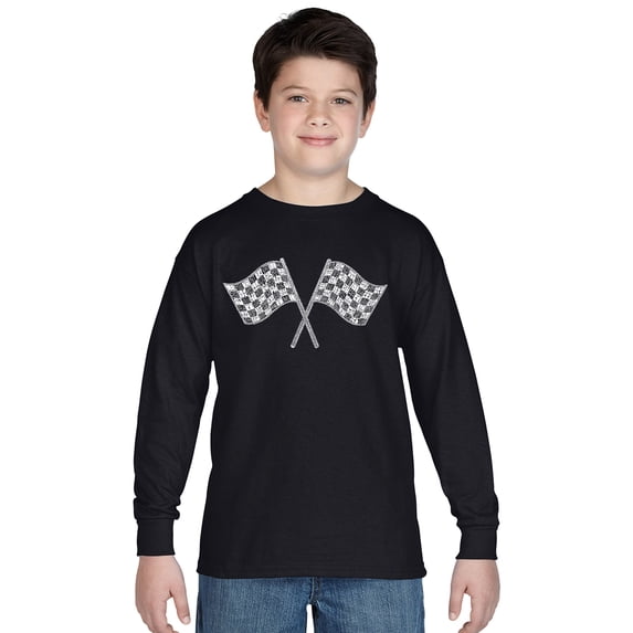 LA Pop Art Boy's Word Art Long Sleeve - NASCAR NATIONAL SERIES RACE TRACKS