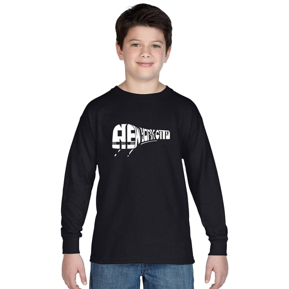 LA Pop Art Boy's Word Art Long Sleeve - NY SUBWAY