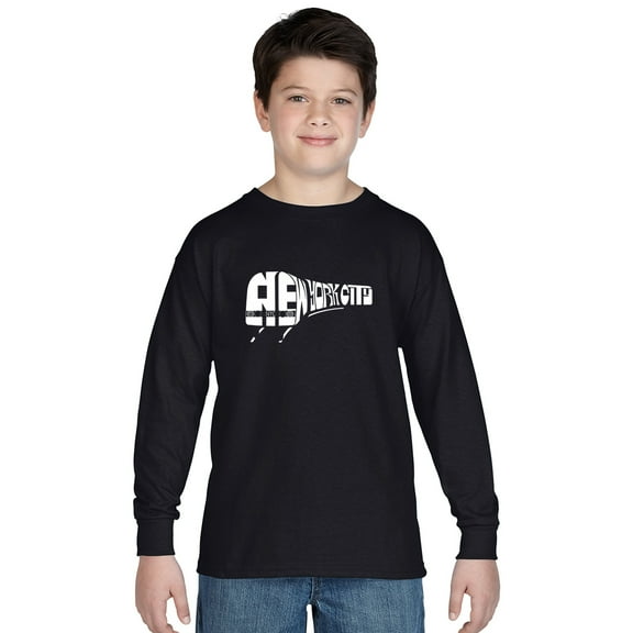 LA Pop Art Boy's Word Art Long Sleeve - NY SUBWAY