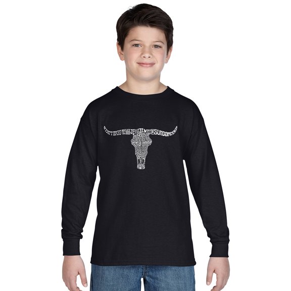 LA Pop Art Boy's Word Art Long Sleeve - Names of Legendary Outlaws