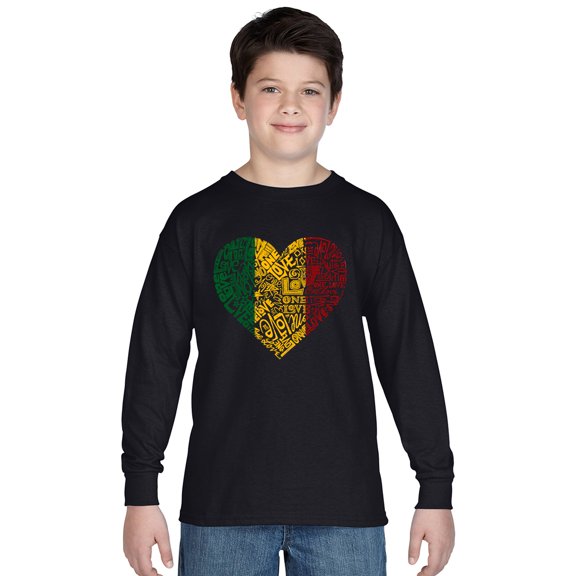 LA Pop Art Boy's Word Art Long Sleeve - One Love Heart