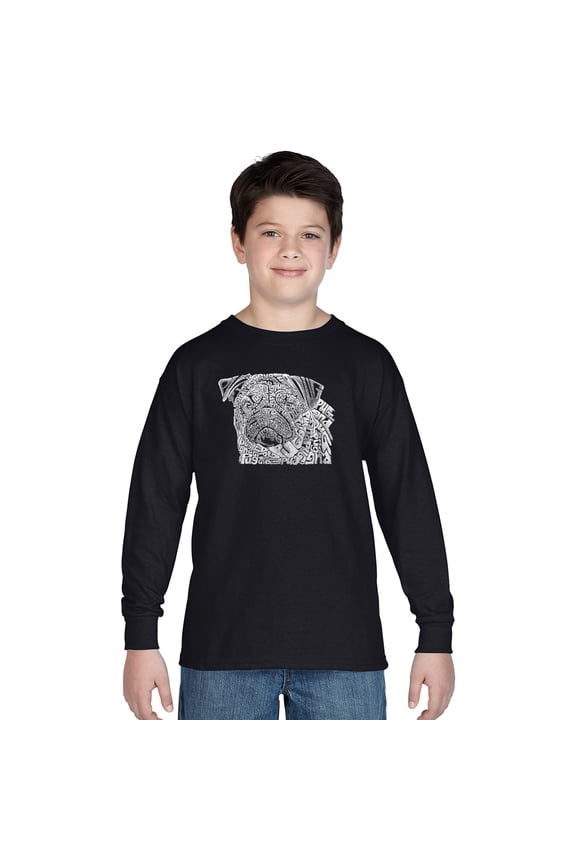 Boy's Word Art Long Sleeve - Pug Face