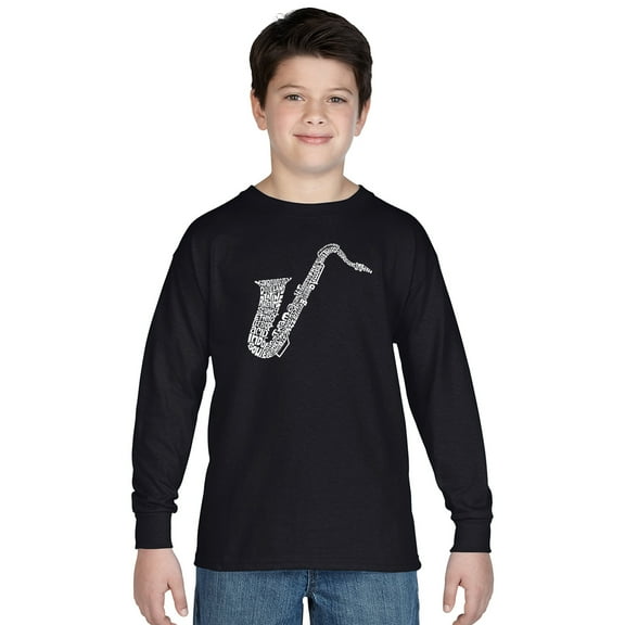 LA Pop Art Boy's Word Art Long Sleeve - Sax