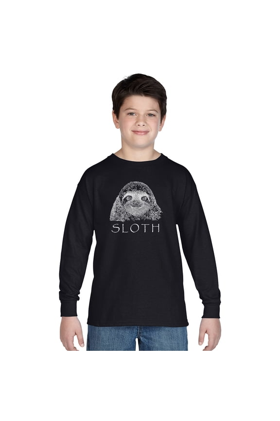 Boy's Word Art Long Sleeve - Sloth