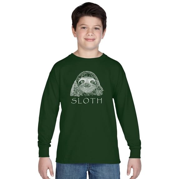 LA Pop Art Boy's Word Art Long Sleeve - Sloth