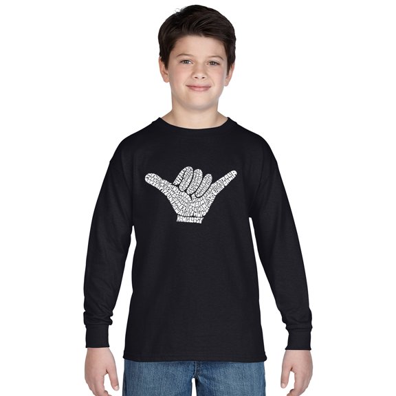 LA Pop Art Boy's Word Art Long Sleeve - TOP WORLDWIDE SURFING SPOTS