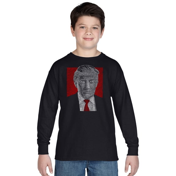 LA Pop Art Boy's Word Art Long Sleeve - TRUMP 2016 - Make America Great Again