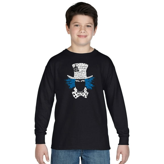LA Pop Art Boy's Word Art Long Sleeve - The Mad Hatter