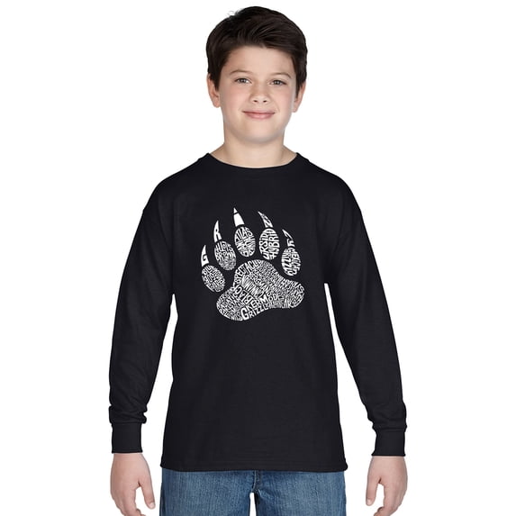 LA Pop Art Boy's Word Art Long Sleeve - Types of Bears
