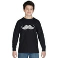 thumbnail image 1 of LA Pop Art Boy's Word Art Long Sleeve - WAYS TO STYLE A MOUSTACHE, 1 of 2