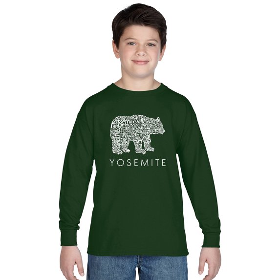 LA Pop Art Boy's Word Art Long Sleeve - Yosemite Bear