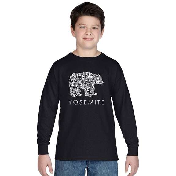 LA Pop Art Boy's Word Art Long Sleeve - Yosemite Bear