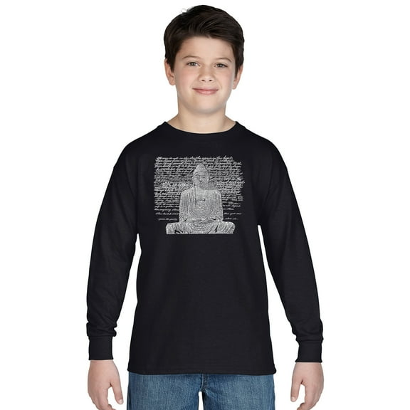 LA Pop Art Boy's Word Art Long Sleeve - Zen Buddha