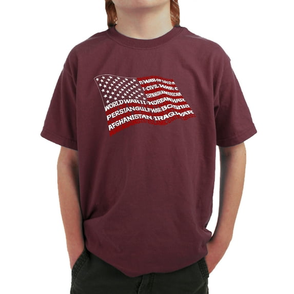 LA Pop Art Boy's Word Art T-shirt - American Wars Tribute Flag