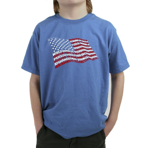 LA Pop Art Boy's Word Art T-shirt - American Wars Tribute Flag