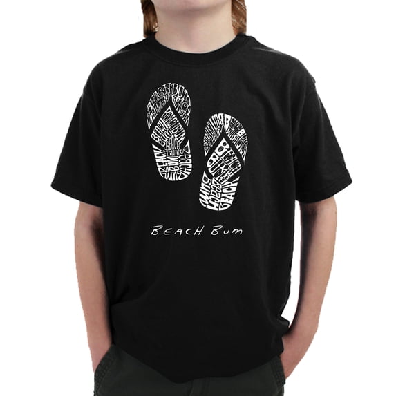 LA Pop Art Boy's Word Art T-shirt - BEACH BUM