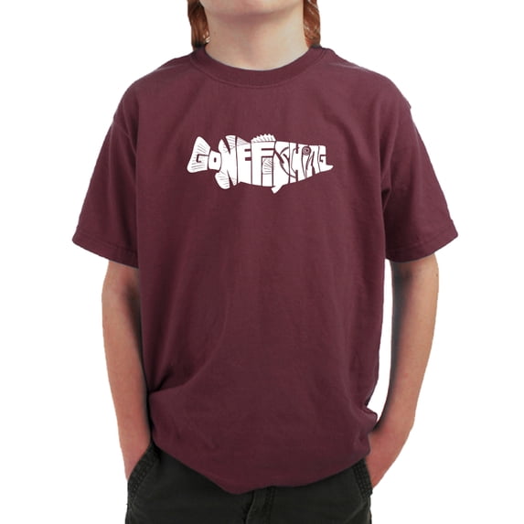 LA Pop Art Boy's Word Art T-shirt - Bass - Gone Fishing