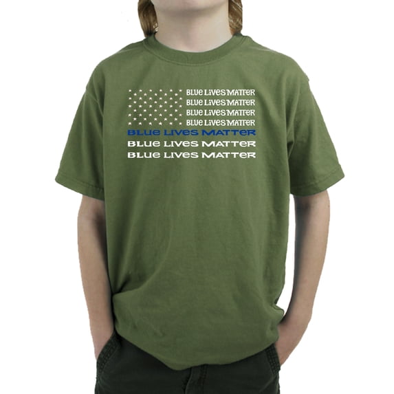 LA Pop Art Boy's Word Art T-shirt - Blue Lives Matter