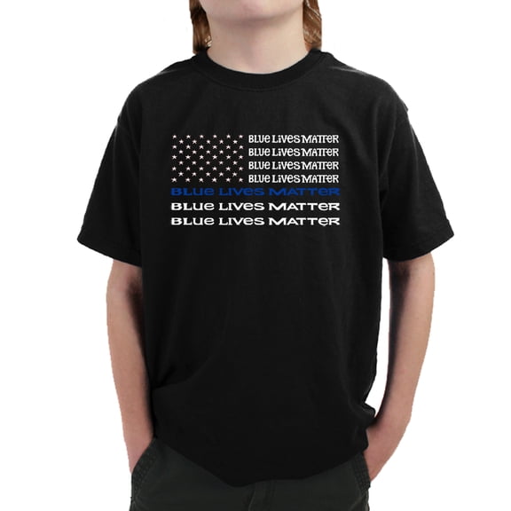 LA Pop Art Boy's Word Art T-shirt - Blue Lives Matter