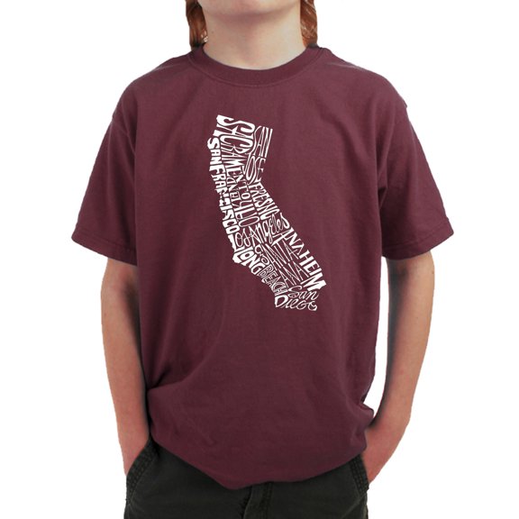 LA Pop Art Boy's Word Art T-shirt - California State