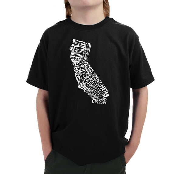LA Pop Art Boy's Word Art T-shirt - California State
