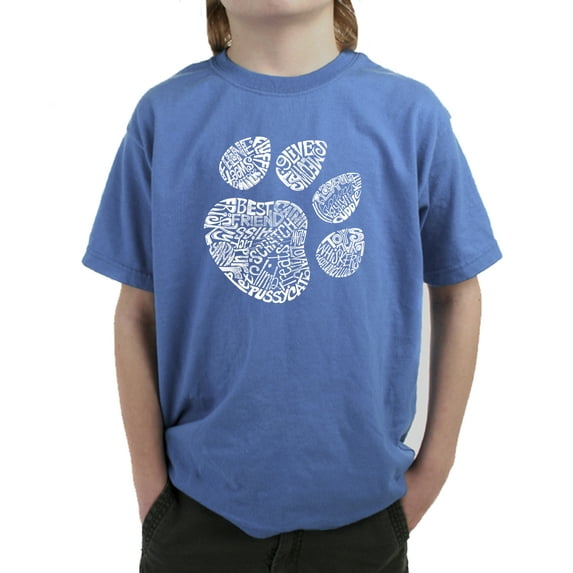 LA Pop Art Boy's Word Art T-shirt - Cat Paw