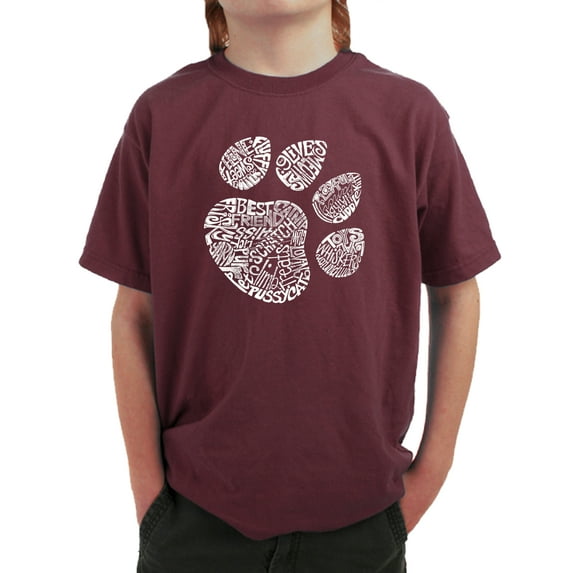 LA Pop Art Boy's Word Art T-shirt - Cat Paw