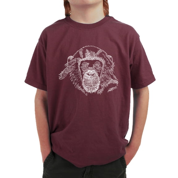 LA Pop Art Boy's Word Art T-shirt - Chimpanzee