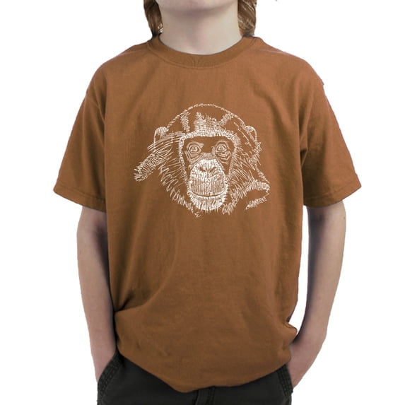 LA Pop Art Boy's Word Art T-shirt - Chimpanzee