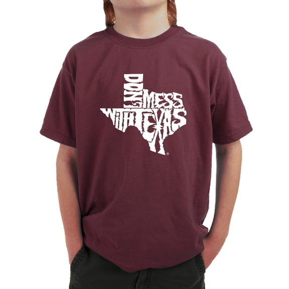 LA Pop Art Boy's Word Art T-shirt - DONT MESS WITH TEXAS