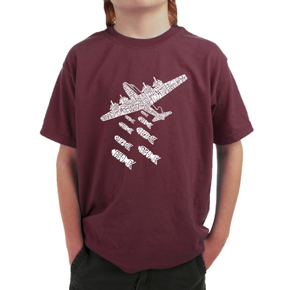 LA Pop Art Boy's Word Art T-shirt - DROP BEATS NOT BOMBS