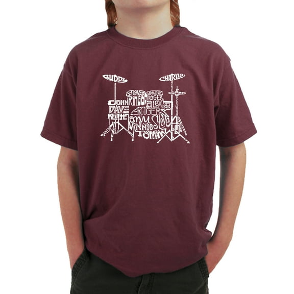 LA Pop Art Boy's Word Art T-shirt - Drums