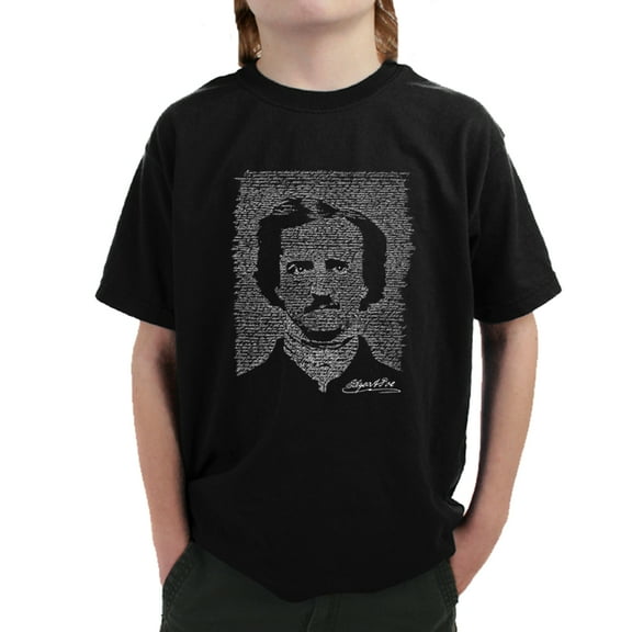 LA Pop Art Boy's Word Art T-shirt - EDGAR ALLEN POE - THE RAVEN