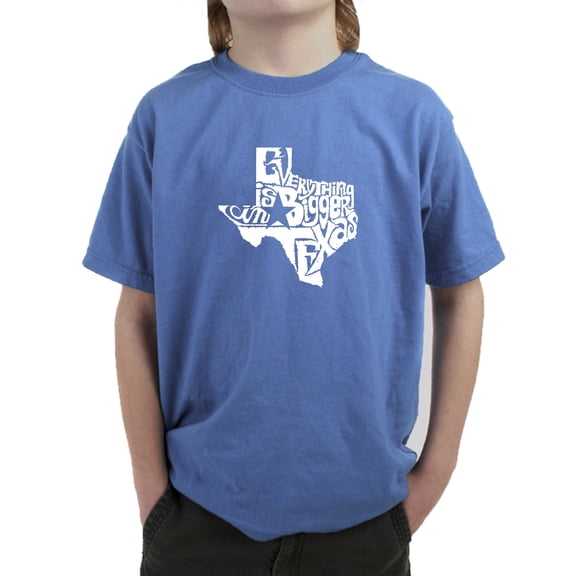 LA Pop Art Boy's Word Art T-shirt - Everything is Bigger in Texas