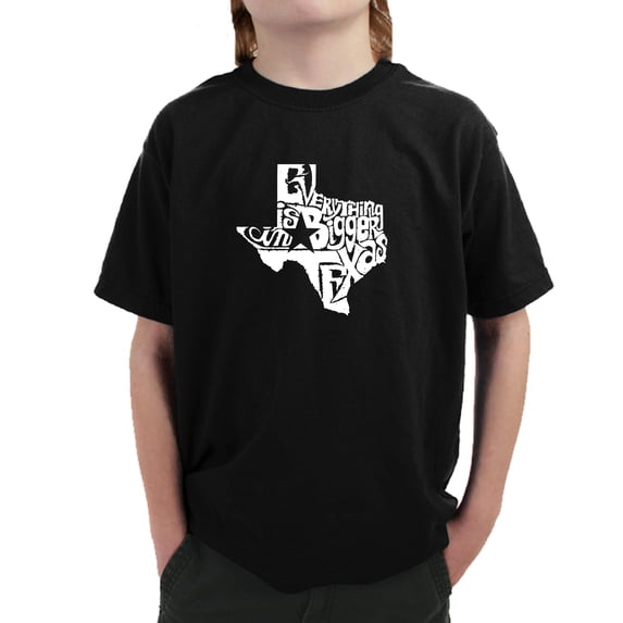 LA Pop Art Boy's Word Art T-shirt - Everything is Bigger in Texas