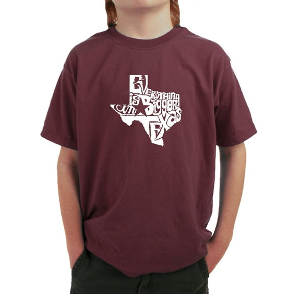 LA Pop Art Boy's Word Art T-shirt - Everything is Bigger in Texas