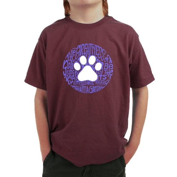 LA Pop Art Boy's Word Art T-shirt - Gandhi's Quote on Animal Treatment