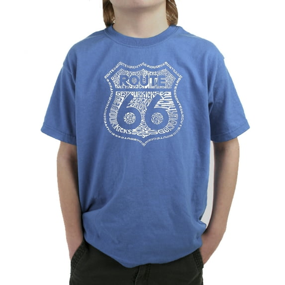 LA Pop Art Boy's Word Art T-shirt - Get Your Kicks on Route 66