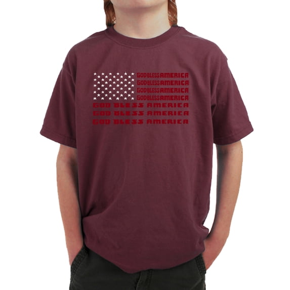 LA Pop Art Boy's Word Art T-shirt - God Bless America