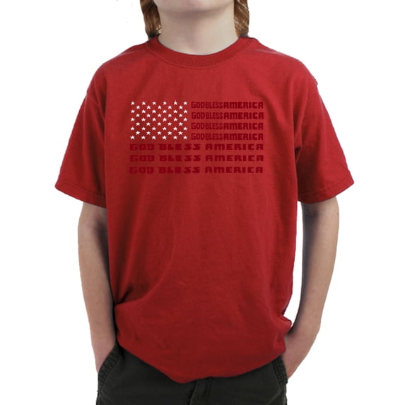 LA Pop Art Boy's Word Art T-shirt - God Bless America